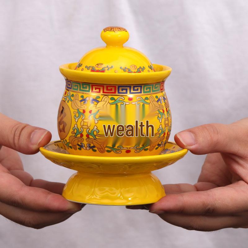 

Tang Style Ceramic Buddha Offering Cup Set for Guanyin and God of Wealth - Household Buddhist Supplies Tang Style White Small