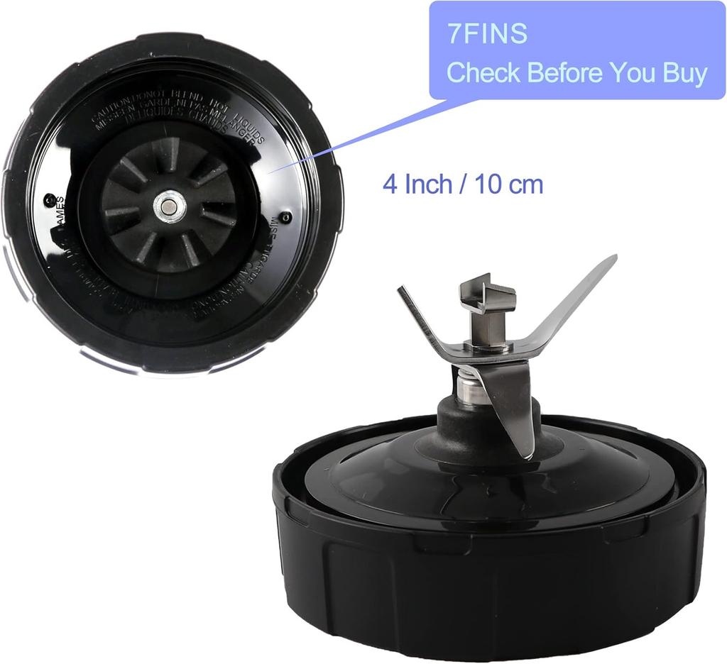 1 Pack Extraktor Klingenbaugruppe 7 Finnen Ninja Mixer Klinge Ninja Mixer Ersatzteile Kompatibel mit Ninja Mixern Auto iQ BL480 BL482 BL642