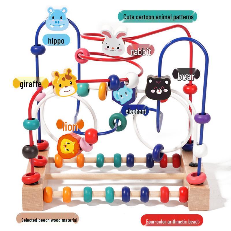 Montessori Wooden Animal Stringing Beads: Early Education & Hand-Eye Coordination Toy for Children Ages 3-6