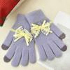 Cute Bowknot Gloves Thickened Comfortable Cotton Mittens Warm Touchscreen Full Finger Gloves Winter