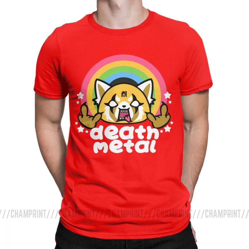 Death Metal Aggretsuko Men TShirts Aggressive Retsuko Funny Cotton Tee Shirt Short Sleeve T Shirt Birthday Present Clothes S