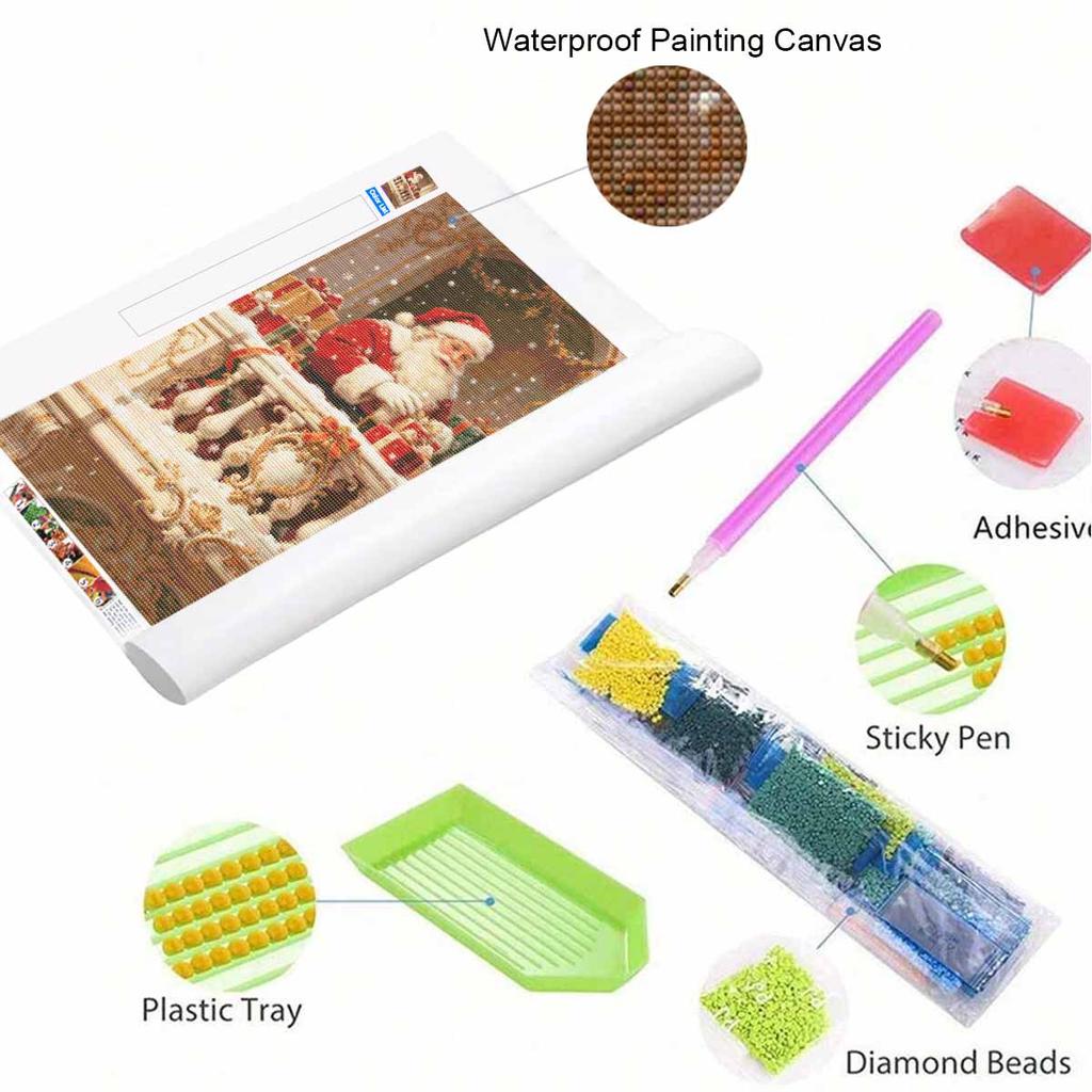 DIY 5D Diamond Painting Kit Santa Claus Full Drill Rhinestone Art Canvas Relaxing Creative Craft for Home Wall Decor and Gift
