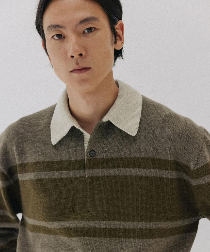 BLANKROOM Block Stripe Knit_Olive