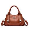 Fashion Three-layer Pocket Handbag, Trendy Leather Texture, Middle-aged Woman's Single-shoulder Bag