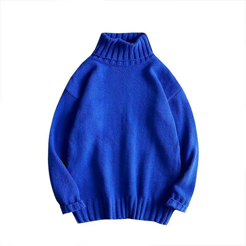 Turtleneck Sweater Men's Autumn and Winter Lazy Wind Loose Solid Color Knitted Sweater Ins Trendy Brand High Street Japanese Large Size Coat