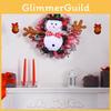 Charming Christmas Black Hat Snowman Wreath With Colorful Ribbon For Holiday Cheer
