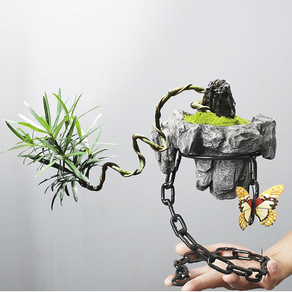 Iron Chain Suspended Flower Pot Metal Flower Container Organizer Accessory for Festival Holiday New Year Party Supplies