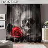 Set Of 2 Sugar Skull Adult Curtain Lover Sweetheart Roses Curtains Halloween Suitable Living Room Dining Made Polyester Area Window Treatment