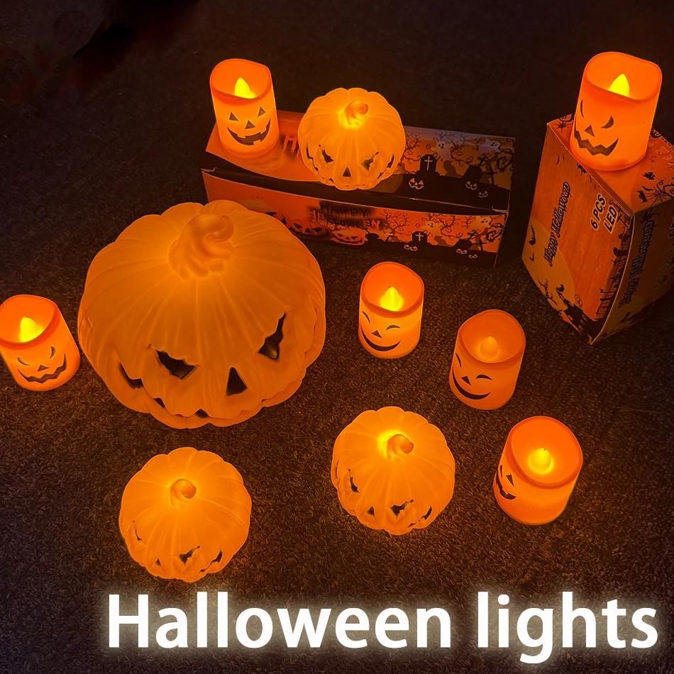 Halloween Kürbis Laterne Kerzenlicht Schädel Geistergesicht Lampe Kinder Geschenk Für Schlafzimmer Gartenparty Dekoration Atmosphärenlicht