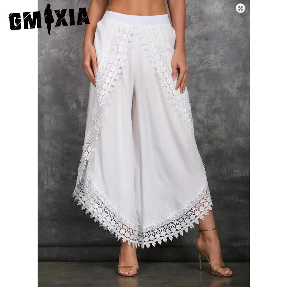 

GMXIA Женские модные повседневные брюки и капри с однотонным принтом S белый