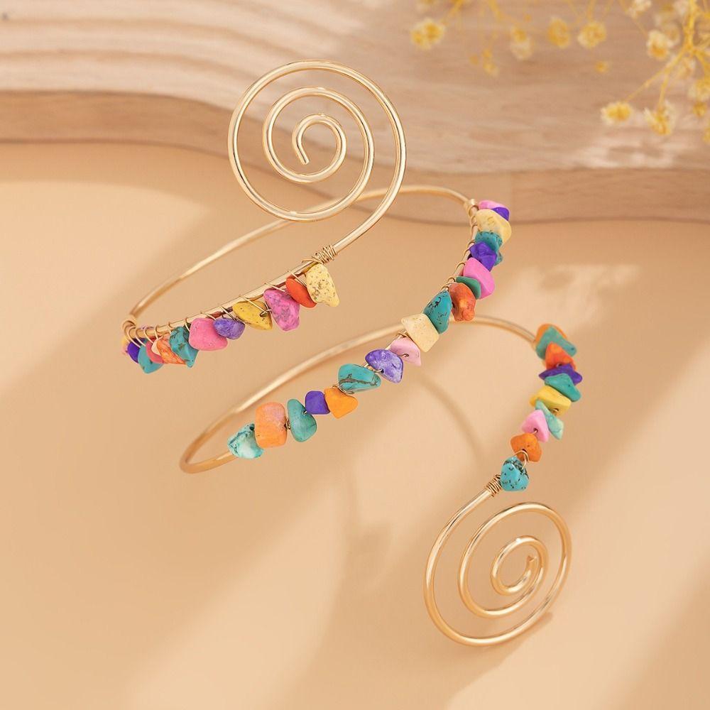 Handmade Craft Adjustable Armband Alloy Open Bangle Glamorous Bohemian Arm Cuff  Retro Fashion