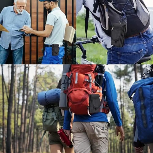 Large Smartphone Case, Waist-Shaped Protective Phone Case, Tactical Multifunctional Belt Loop Bag with Accessory Storage (Black)