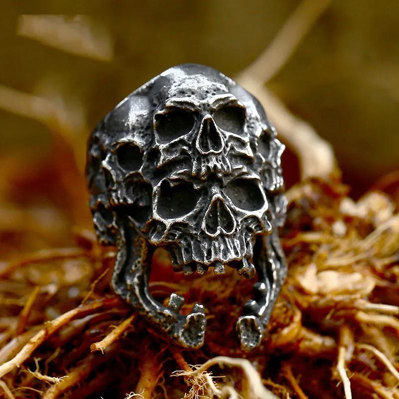 Anelli a Teschio Gotici Multistile per Uomo Acciaio Inossidabile Biker Motociclista Gioielli Anello Festa di Halloween Dropshipping
