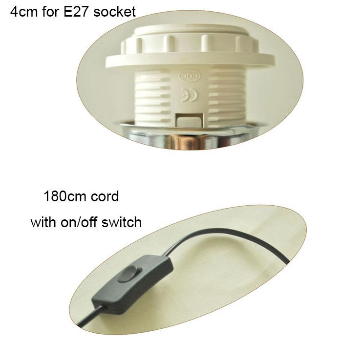 Circular Solid Wooden Base Holder with Cord on off switch for Table Lamp,Plug in E27 Lamp Bedside Lamp Holder for Home Lighting