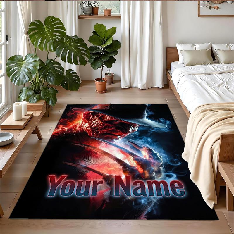 Crystal Velvet Rug Custom Name Text, Soft Non Slip Floor Mat Home DecorA Nightmare On Elm Street Freddy Krueger