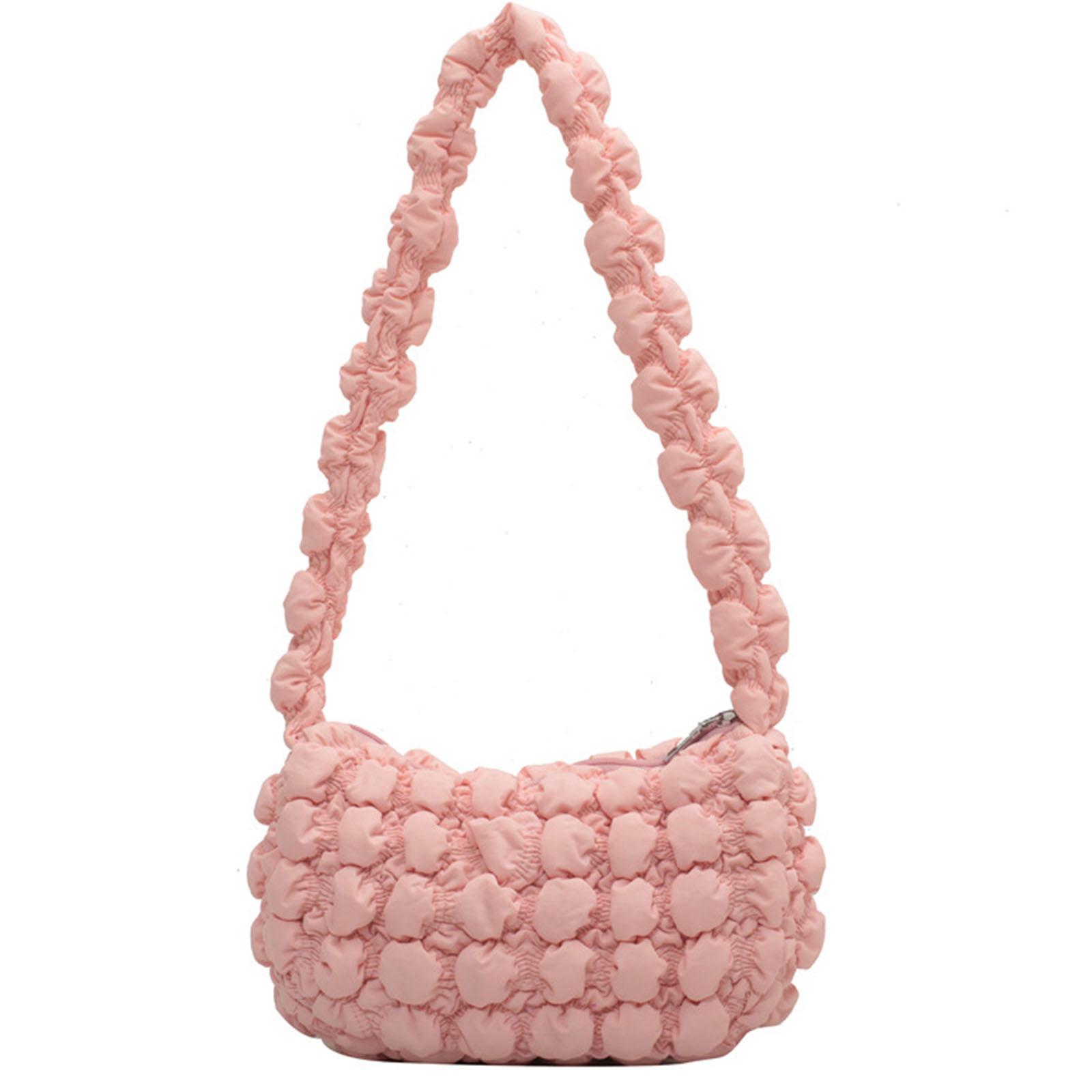 Нежная сумочка Плиссированная сумка-облако Сумка через плечо Сумка подмышкой Однотонная сумка-кошелек Подарок на День святого Валентина День матери розовый