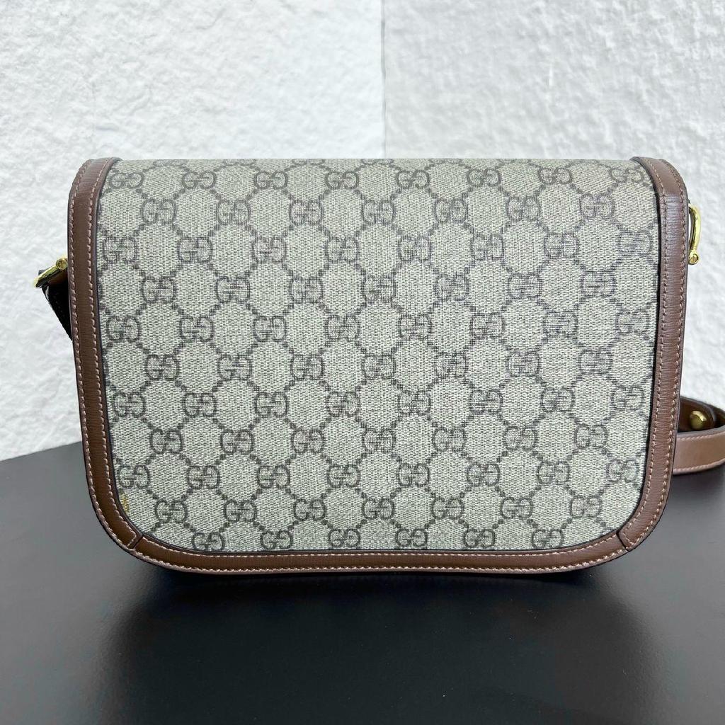 [Pre-Owned] Horsebit 1955 Logo Canvas And Leather Saddle Bag - Very Good #XPHHF5