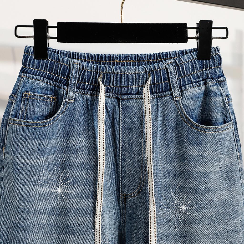 DIMANAF 2026 Spring Summer Women Plus Size Loose Jeans New Fashion Lady Denim Long Pants Oversized Bottoms