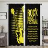 2 Pieces, Rock Music Party Bass Guitar Curtains - Semi Blackout - Suitable for Living Room, Bedroom, Kitchen, Home Decoration