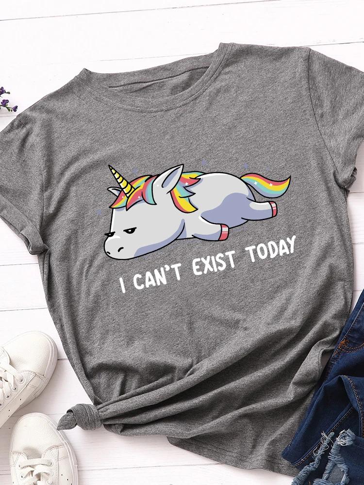 I Can't Exist Today Print T Shirt Women Short Sleeve O Neck Loose Tshirt Summer Women Causal Tee Shirt Tops Camisetas Mujer