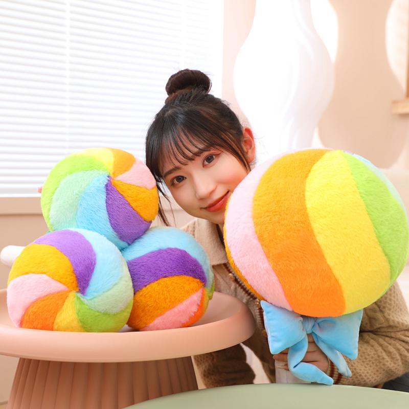 43/58CM Funny Rainbow Lollipop Plush Toys Colorful Candy Plush Pillow Ball Toy Stuffed Soft Birthday Gifts