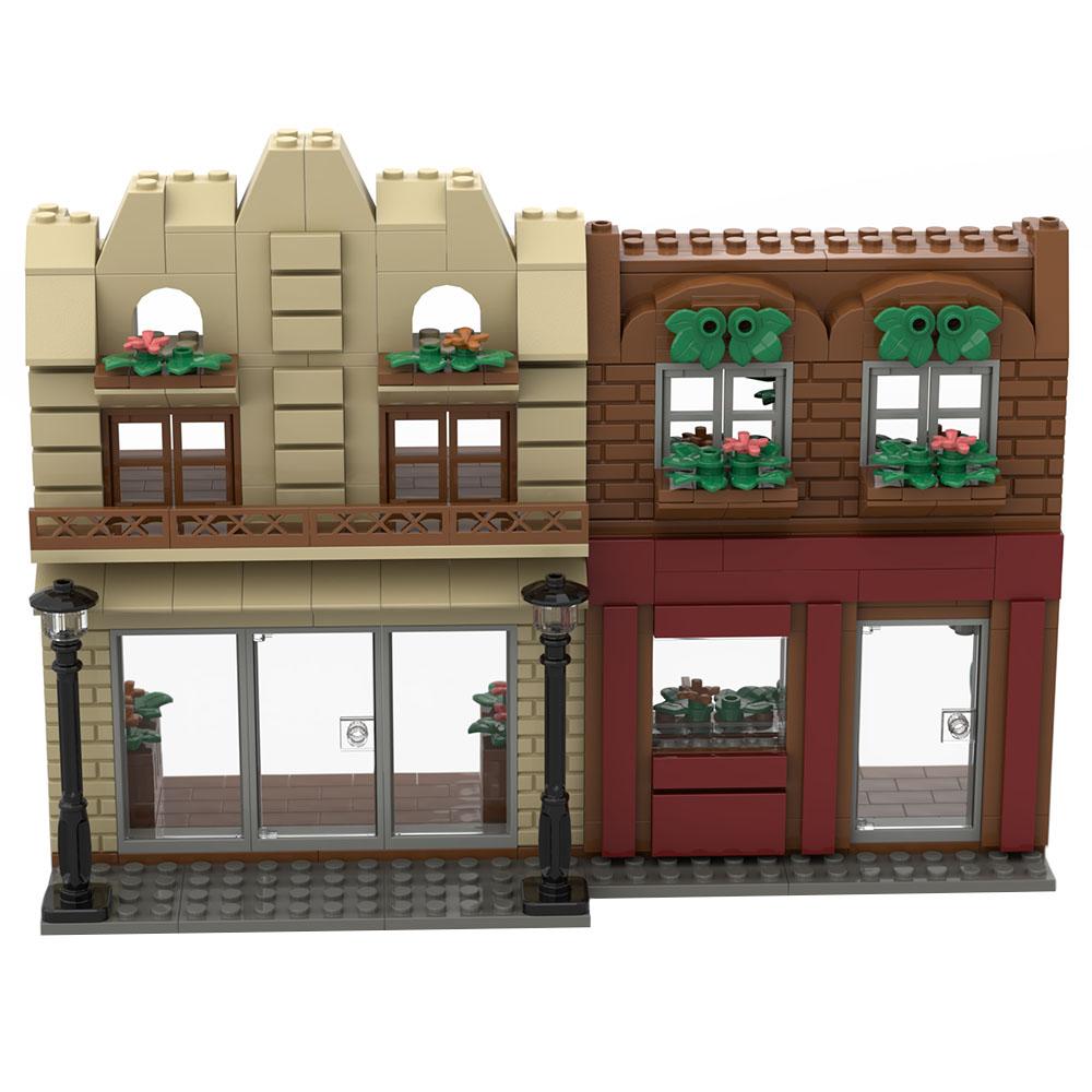 MOC scene toy boy girl flower shop street view city Diy small particle building block assembly gift