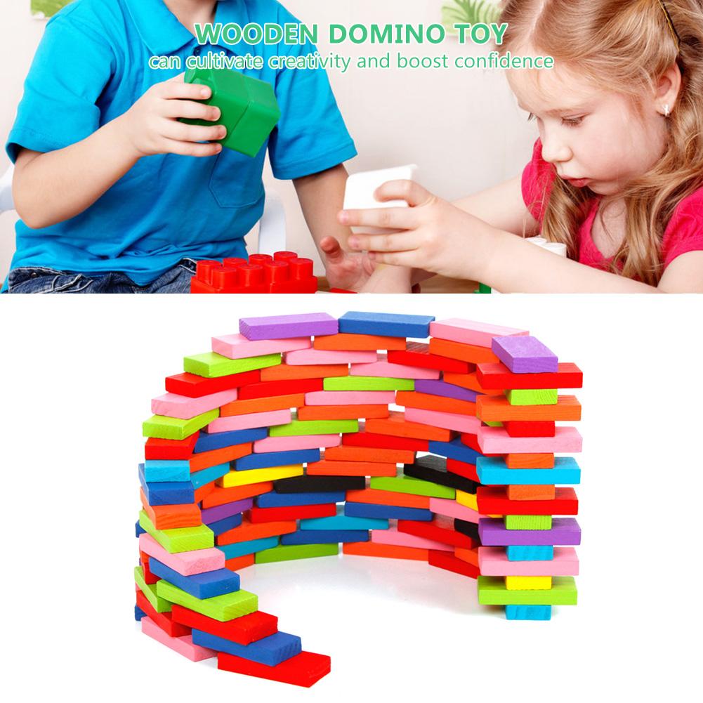 120ks Dřevěné Domino Hračky Děti Rané Učení Stavební Blok Vzdělávací Hračka 120ks Domino