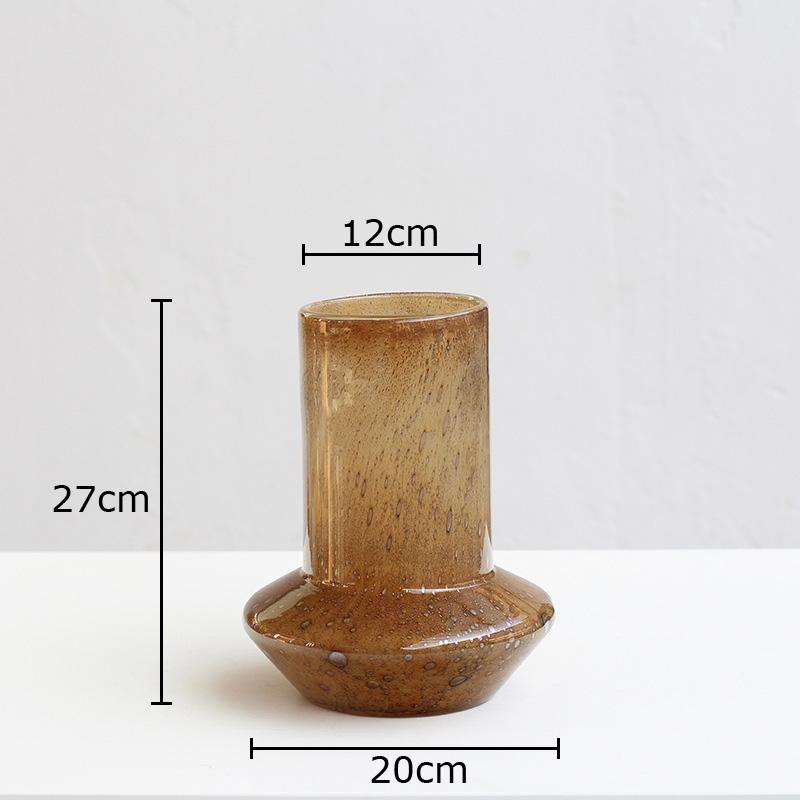 Creative Amber Color Glass Vase Hydroponic Floral Vases Table Decoration Flower Arrangement Ornaments Room Aesthetic Decor