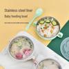 Stainless Steel Insulated Baby Bowl with Lid and Spoon - Double Handle Cartoon Design