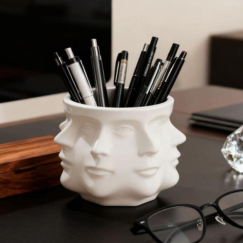 Creative Multi Sided Facial Pen Holder Home Storage Ornament Office Desktop Decoration Ornaments Commemorative Gifts