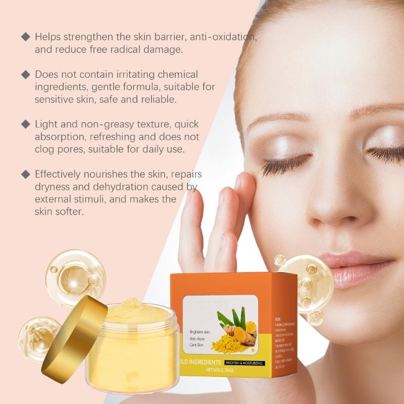 Turmeric Brightening Moisturizing Cream 50g/1.76oz Face Cream For Glowing Smoothing Skin Women Skincare Supplies