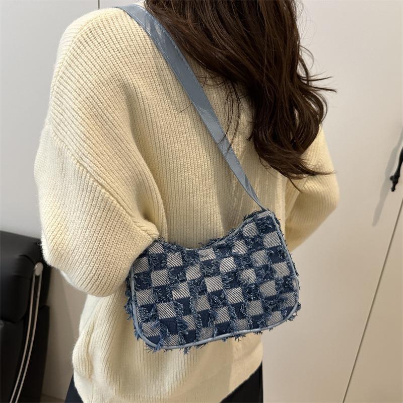 Dopamine underarm small bag women's new versatile plaid star dumpling bag casual shoulder bag tide