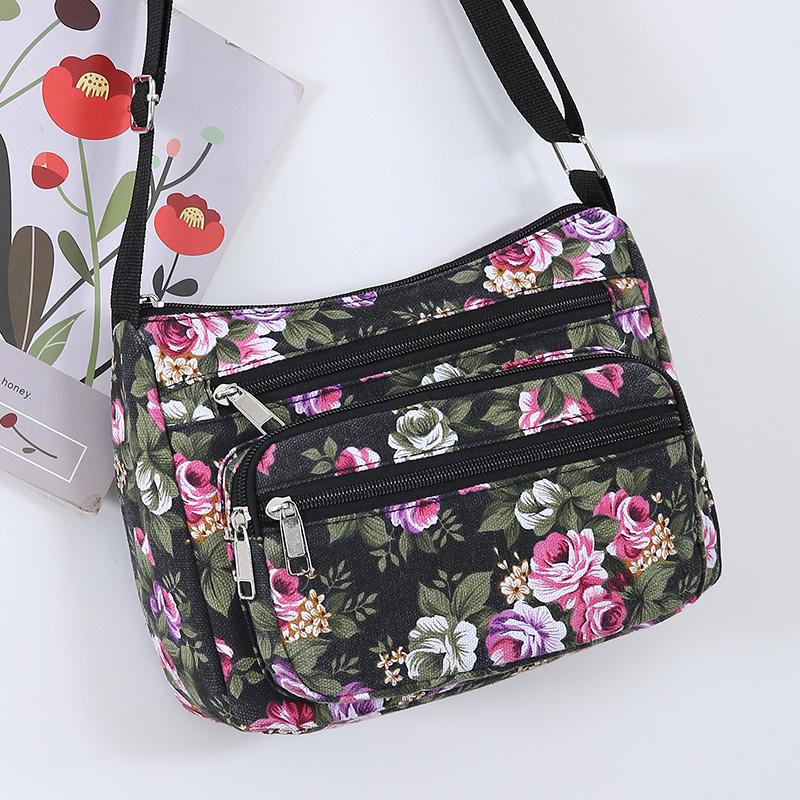 Large Capacity Canvas Shoulder and Crossbody Bag for Middle-Aged Women