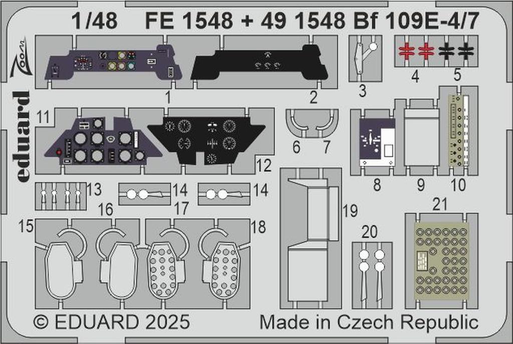 Eduard Big Ed Parts Set Plastic Model Kit Parts EDUBIG49467 1/48 Bf109E-4/7 (for Tamiya) (Airplane)