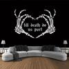 Skeleton Hand Jointed Heart Tapestry Dark Oath Gothic Style Wall Hanging for Bedroom Living Room Gothic Theme Decor