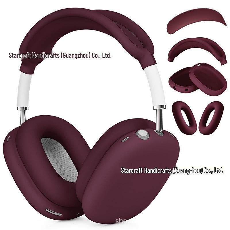 Wine Red Airpods Max Silicone Protective Case For Apple Overear Headphones