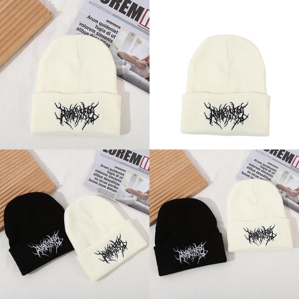 Unisex Acrylic Knit Cap With Embroidery For Winter Outdoor Activities