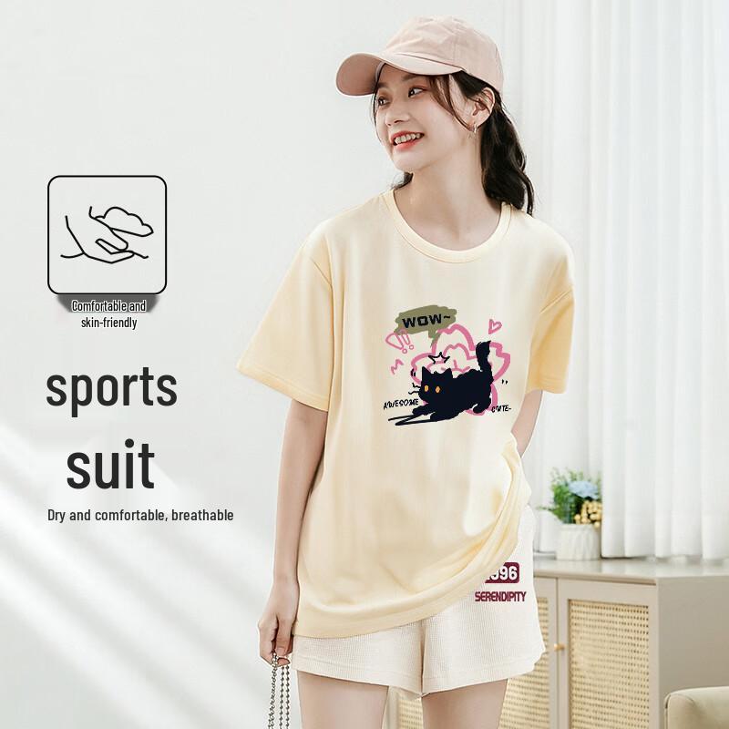 MJ STYLE Women's 2026 Summer Cotton T-shirt & Shorts Set