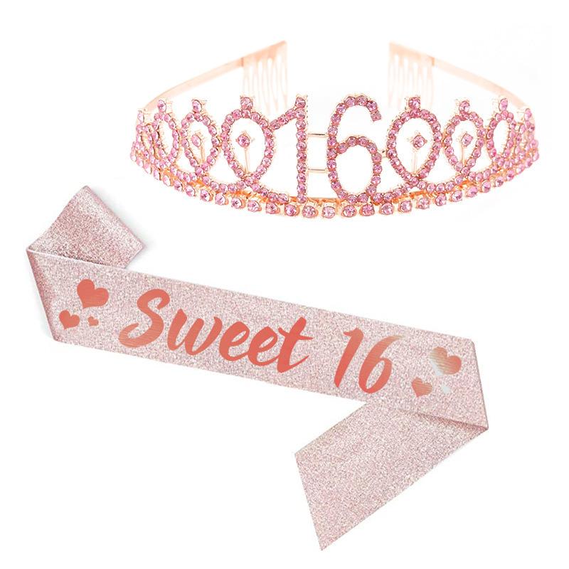 Fashion Alloy Digital Crown Headband Rhinestone Birthday Crown Headband Bachelor Party Prom Headdress Hair Accessories