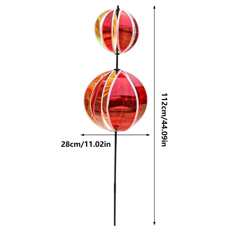 Rainbows Rotating Windmill Decorative Stake Reflective Outdoor Gazing Ball Wind Spinner For Garden Yard Patios Outdoor Use
