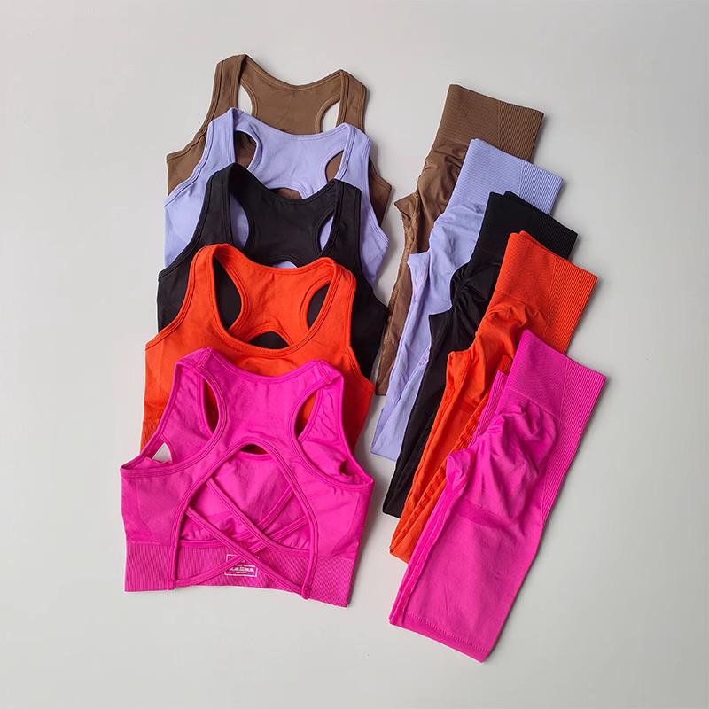 Women's Quick-Dry Seamless Sports Bra and Leggings Set - Shockproof Vest for Running and Yoga