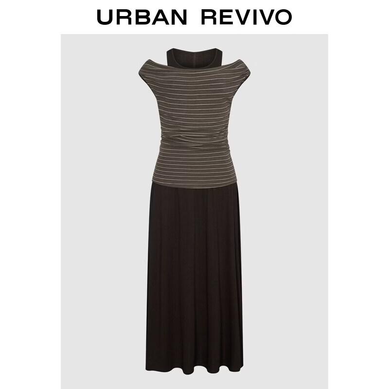 UR2026 Women s Retro Stripe Two-Piece Casual Dress S