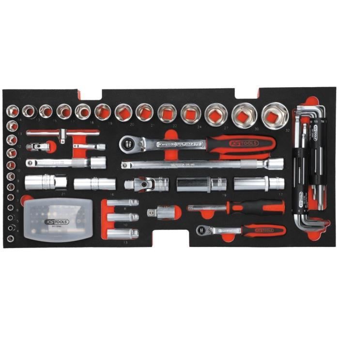 Coffre à outils ULTIMATE équipé - 3 tiroirs et plateau - 114 pcs , KS Tools , 922.0100