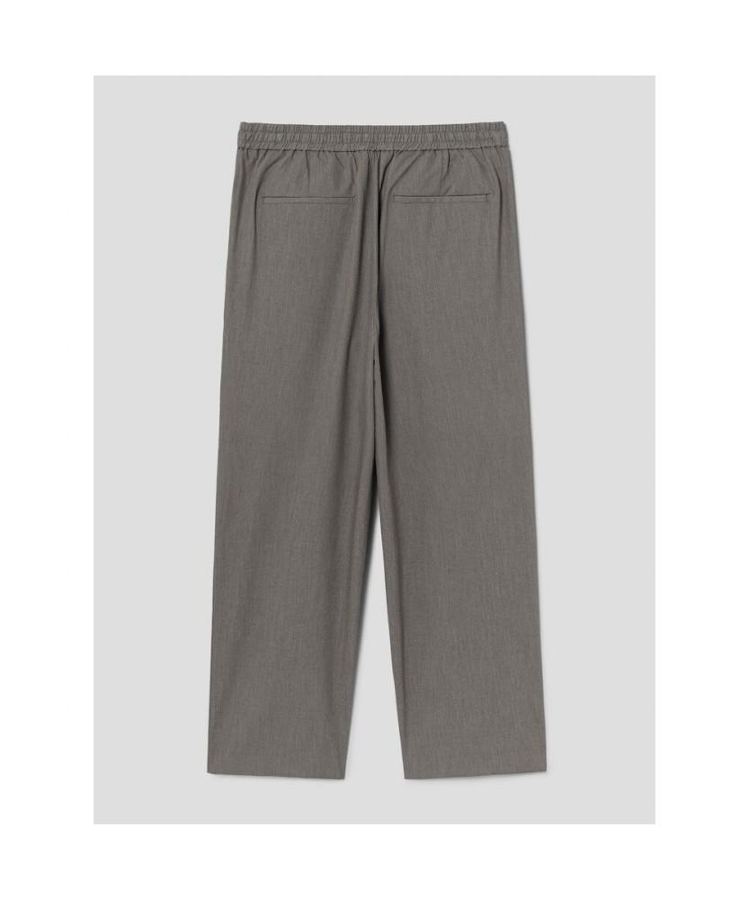 8SECONDS [4Way Stretch] Wide Fit Elastic Waist Slacks Beige