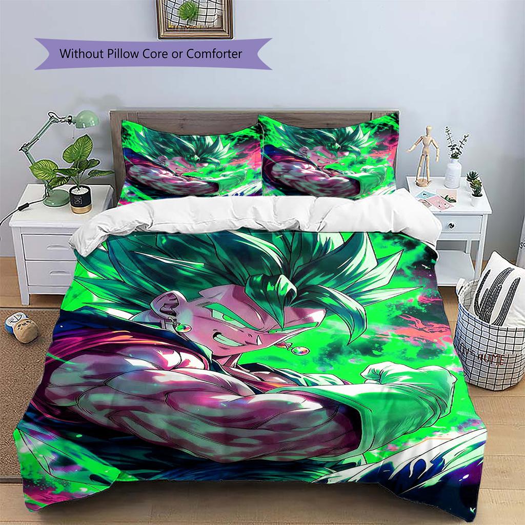 Goku Patterned Pillowcase & Duvet Cover Set Anime Inspired Bedding for Bedroom Nice Gift for Enthusiasts.-TING