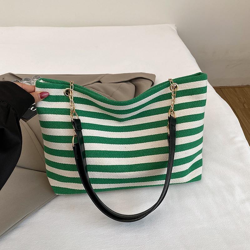 New Striped Shoulder Tote Bag Fashion Versatile Knitted Bag Handbag Lazy Versatile Women's Bag
