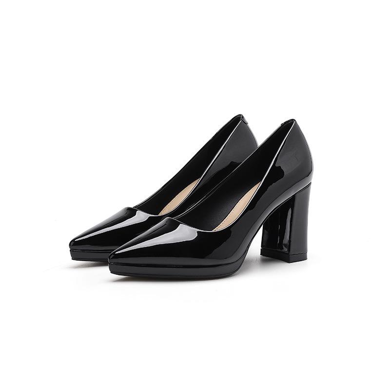 

Autumn 2025 Women s Pointed Toe Chunky Heel Waterproof Platform Shoes - Professional Workwear 36 чорний