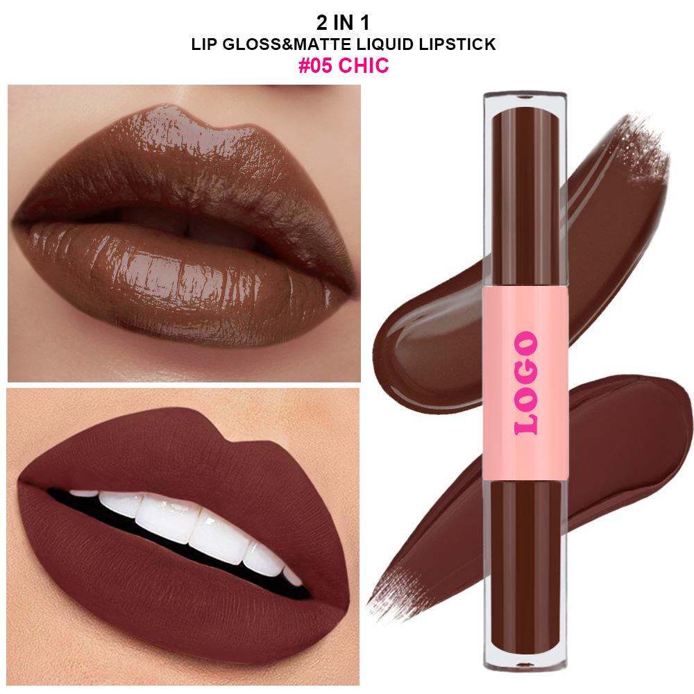 Long-lasting 2-in-1 Moisturizing Matte Liquid Lip Gloss