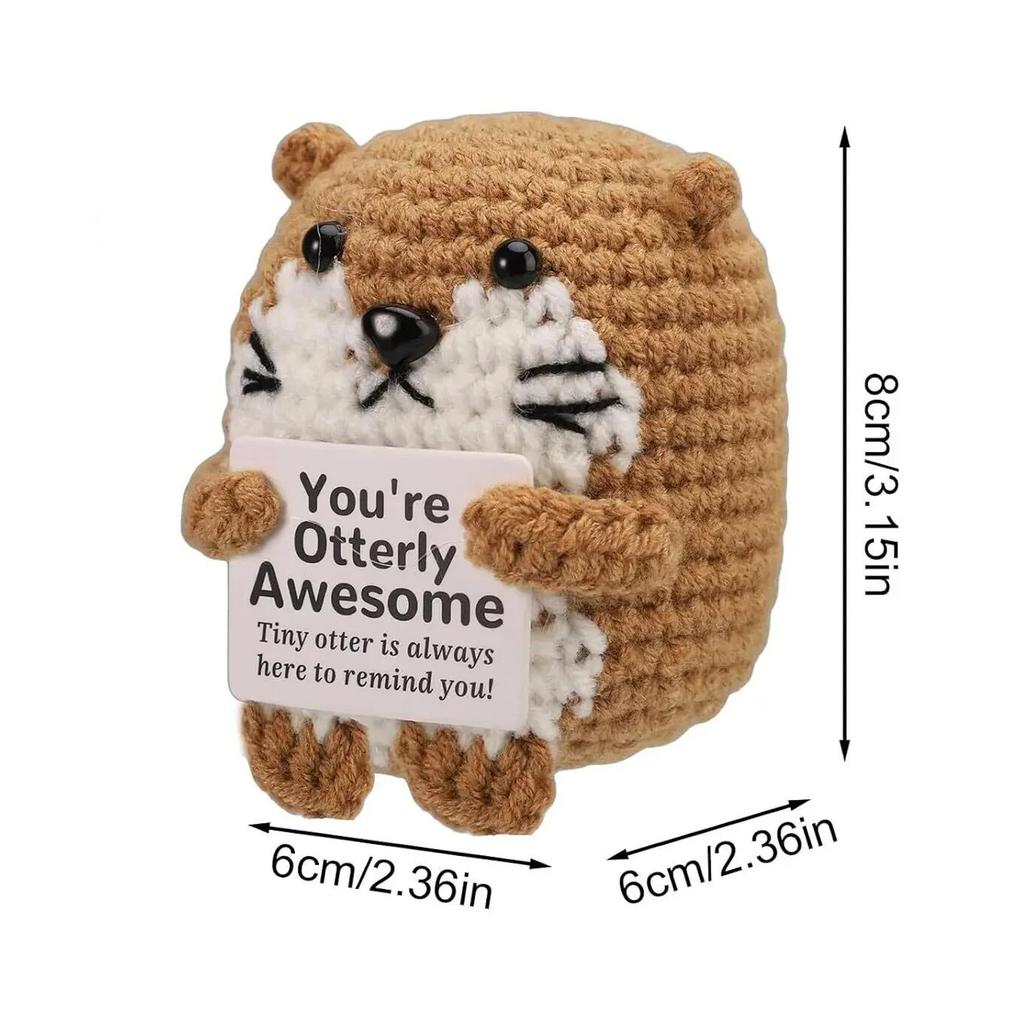 Häkeln Positive Energie Otter Puppe Mit Karte Heim Zimmer Dekoration Handgemacht Entzückendes Tier Gestrickter Otter Schreibtisch Ornament Geschenke