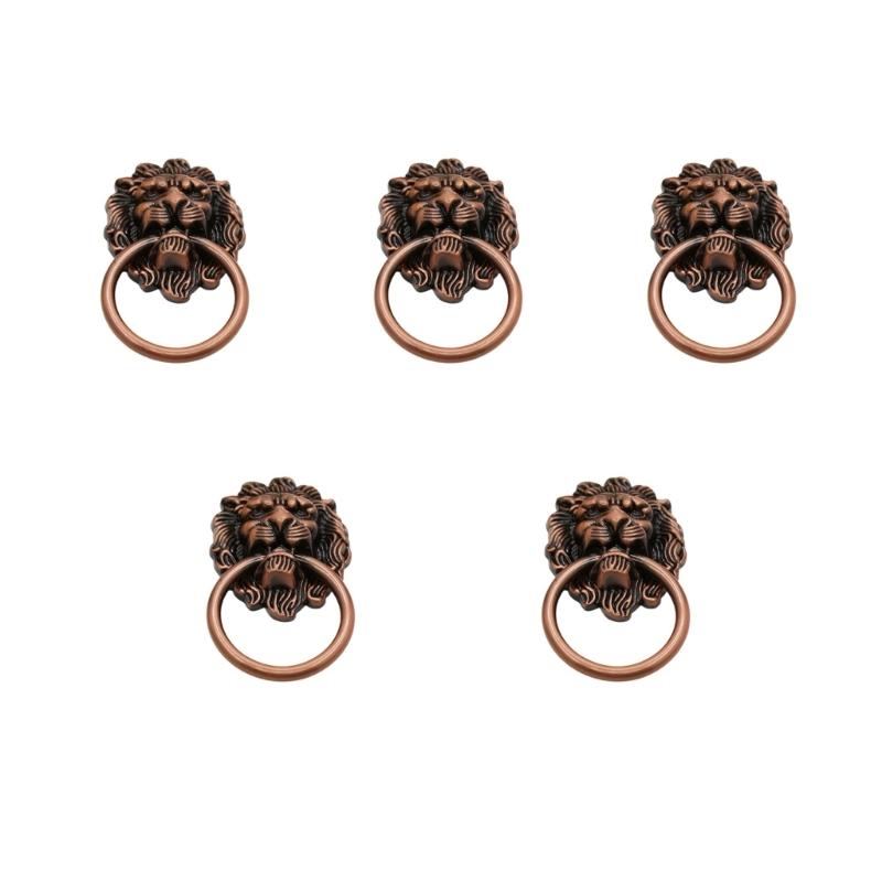 

Pack of 5 Antique Styles Stylish Lion Heads Knobs Sturdy Alloy Materials Convenient for Wardrobes and Drawers Use